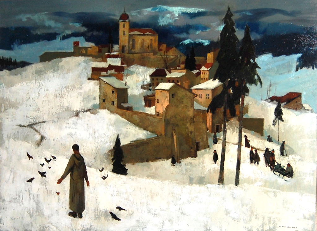 Pierre Bichet, Saint-François prêchant aux oiseaux, 1951, Musée de Pontarlier