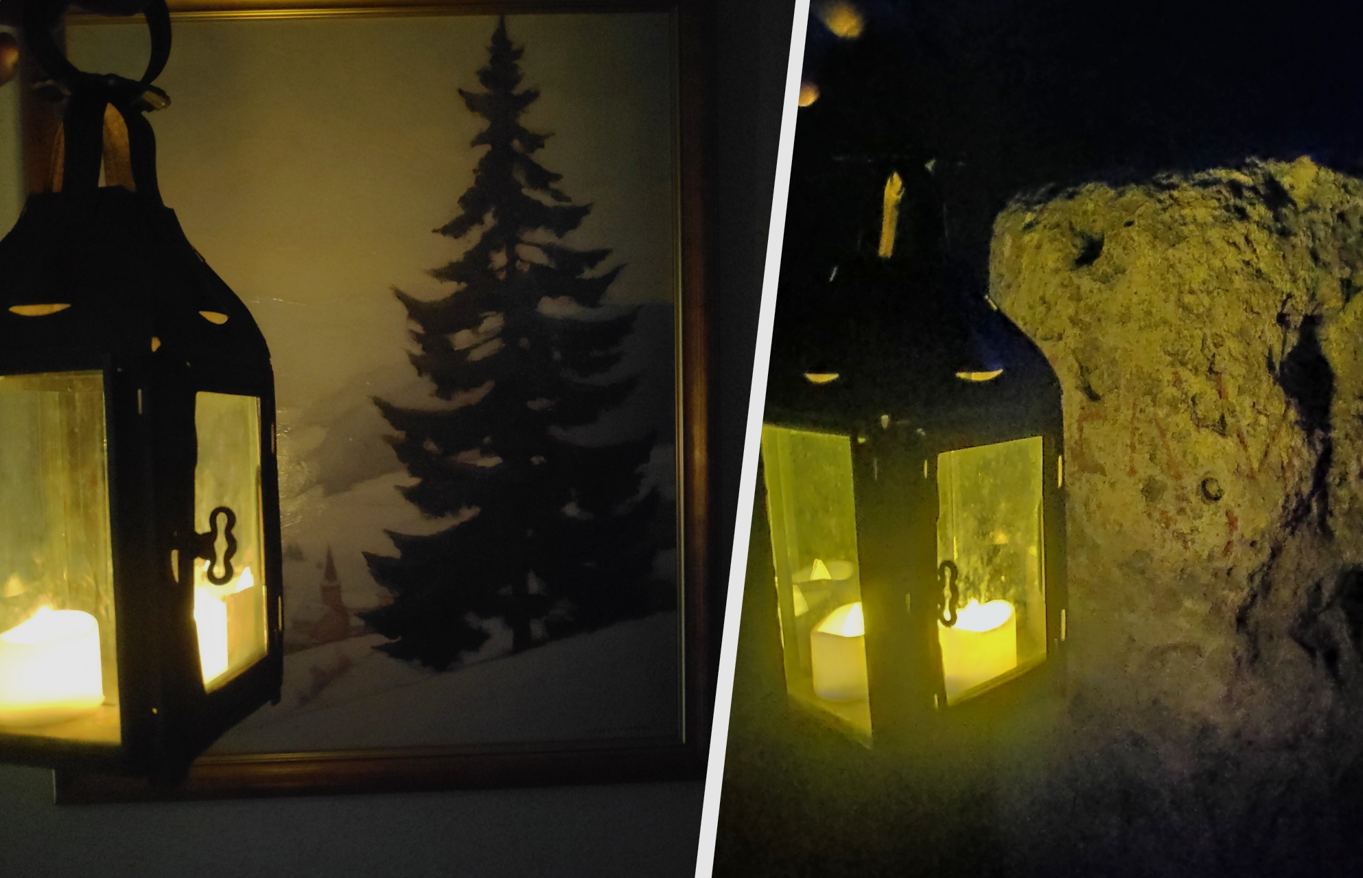 photographie à la lanterne d'un tableau et d'une borne romaine issus des collections du Musée de Pontarlier